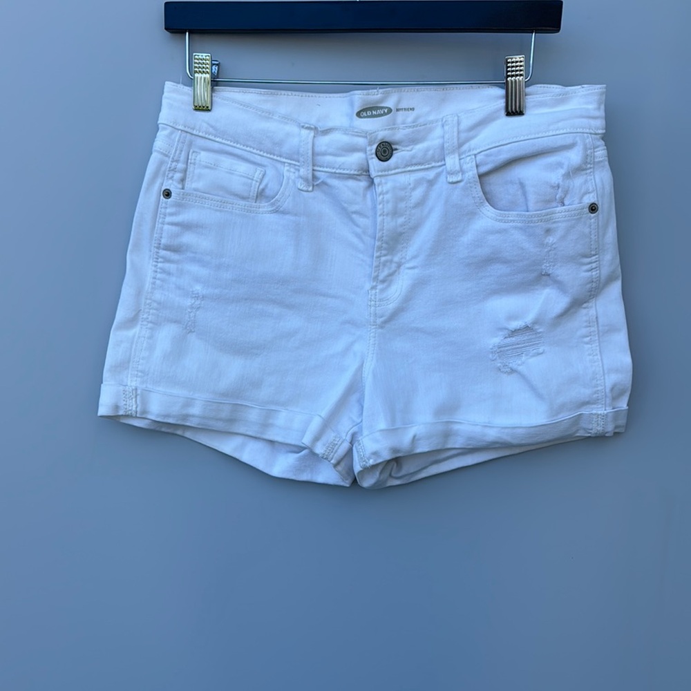 Old Navy White Jean Shorts Casual Summer Essential distressed size‎ 10